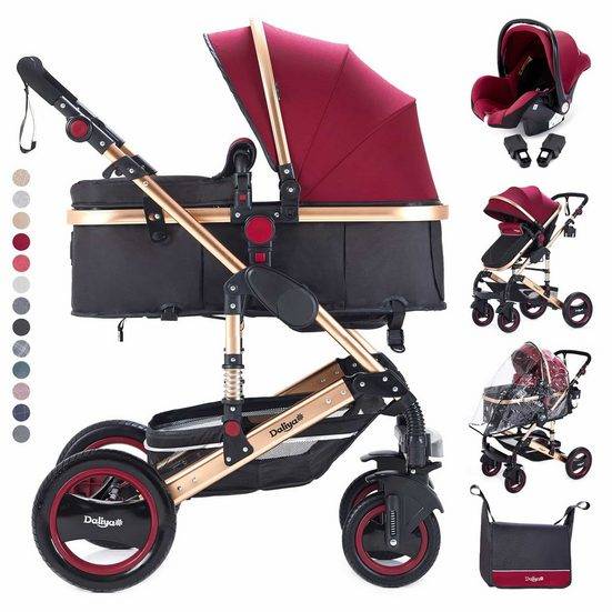 DALIYA® Kombi-Kinderwagen BAMBIMO 3in1 Kinderwagen & Buggy, Babyschale mit Adapter, Alu-Rahmen (15-tlg), 3in1 Kinderwagen, Babywanne & Buggy, Babyschale, Adapter, Wickeltasche mehr Zeitlich begrenztes Angebot