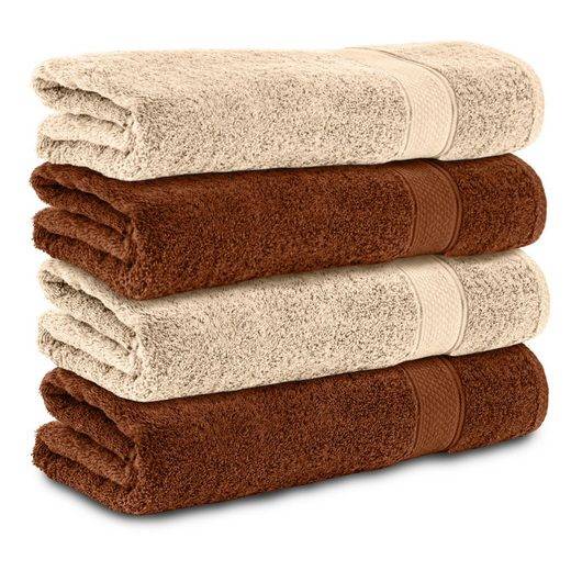 KOMFORTEC Badetücher 100% Baumwolle, 470 g/m² Frottee (4-St), Handtücher 70x140 cm Set, Weich mehr Outlet