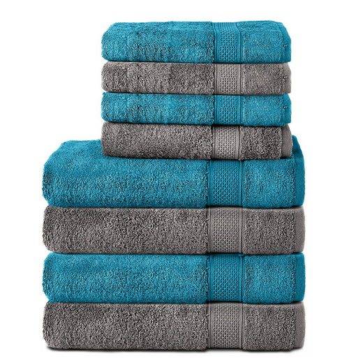 KOMFORTEC Handtuch Set 100% Baumwolle, 4 Badetücher 70x140 und 4 Handtücher 50x100 cm Frottee (Packung, 8-St), Badehandtuch & XXL Saunatuch, Weich, Towel, Groß mehr Sonderangebot