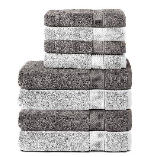 KOMFORTEC Handtuch Set 100% Baumwolle, 4 Badetücher 70x140 und 4 Handtücher 50x100 cm Frottee (Packung, 8-St), Badehandtuch & XXL Saunatuch, Weich, Towel, Groß mehr Preisnachlass