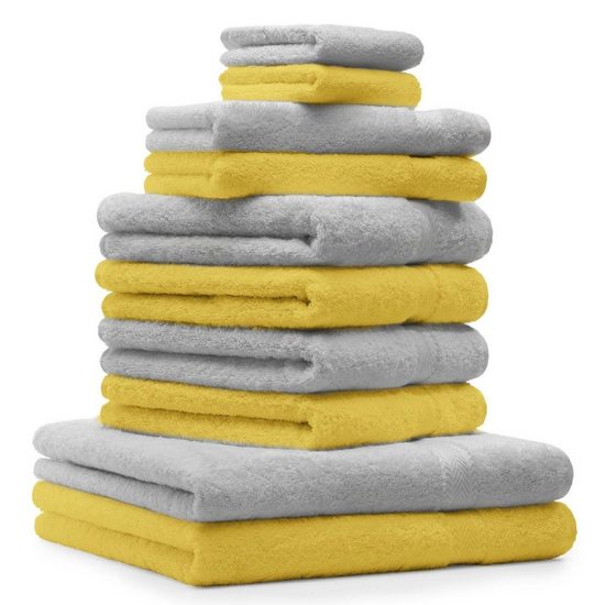 BETZ Handtuch Set 10-TLG. Handtuch-Set Classic Farbe gelb und silbergrau 100% Baumwolle (Set) mehr Bis zu 55% Rabatt