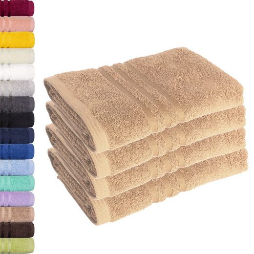 LAVEA Handtuch Elena 50x100cm aus 100% Baumwolle, fusselfreies, pflegeleichtes hautfreundliches Handtuch-Set (Set, 4-St), einzigartig weiche Frottee Handtücher für jeden Hauttyp geeignet mehr Auslauf