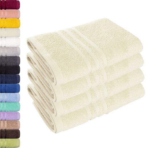 LAVEA Handtuch Elena 50x100cm aus 100% Baumwolle, fusselfreies, pflegeleichtes hautfreundliches Handtuch-Set (Set, 4-St), einzigartig weiche Frottee Handtücher für jeden Hauttyp geeignet mehr Auslauf