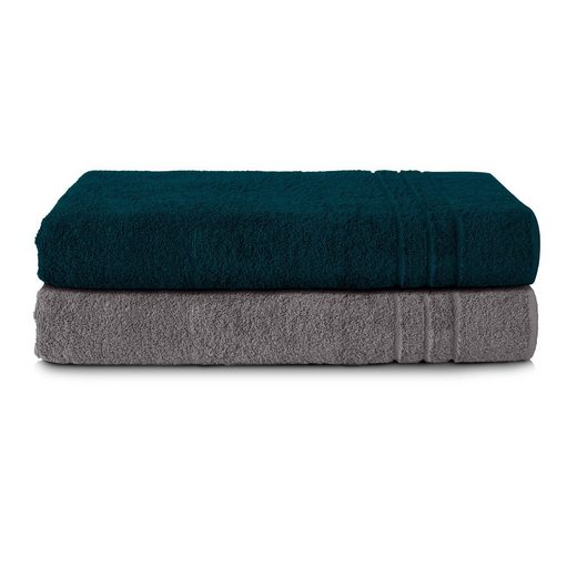 KOMFORTEC Saunatuch 80x200 cm Saunatücher Set aus 100% Baumwolle Frottee (2-St), XXL, Weich, Groß, Schnelltrocknend mehr Fabrikverkauf