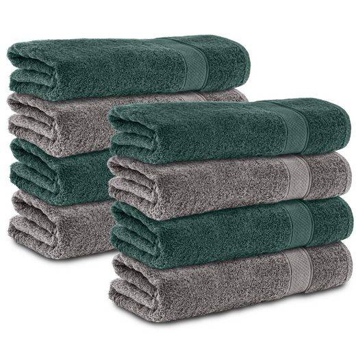 KOMFORTEC Handtücher 100% Baumwolle, 470 g/m² Frottee (8-St), Badetücher 50x100 cm Set, Weich mehr Bis zu 55% Rabatt