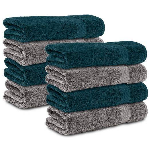 KOMFORTEC Handtücher 100% Baumwolle, 470 g/m² Frottee (8-St), Badetücher 50x100 cm Set, Weich mehr Bis zu 55% Rabatt