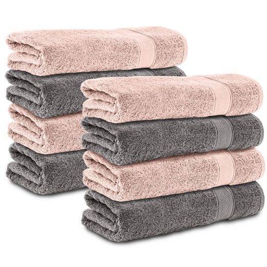 KOMFORTEC Handtücher 100% Baumwolle, 470 g/m² Frottee (8-St), Badetücher 50x100 cm Set, Weich mehr 50% Rabatt mit kostenlosem Versand