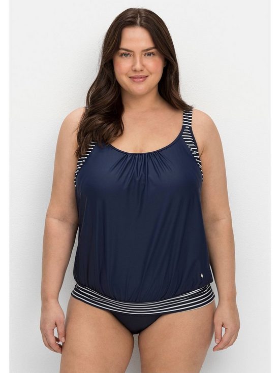SHEEGO Tankini-Top Große Größen in Oversized-Form mit Streifendetails mehr Vatertagsangebot