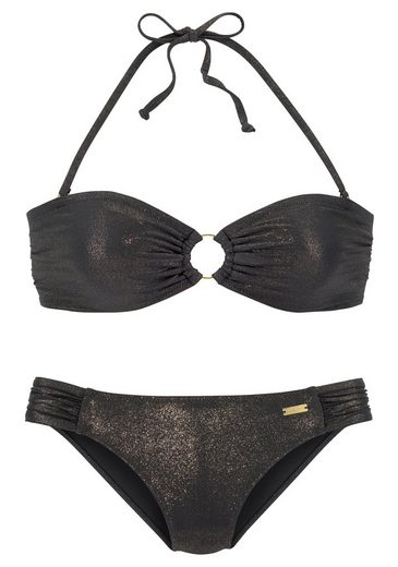LASCANA Bandeau-Bikini mit goldfarbener Glanzbeschichtung mehr Sonderangebot der Fabrik