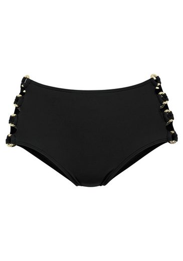 LASCANA Highwaist-Bikini-Hose Italy Goldfarbene Zierringe mehr Kostenloser Versand
