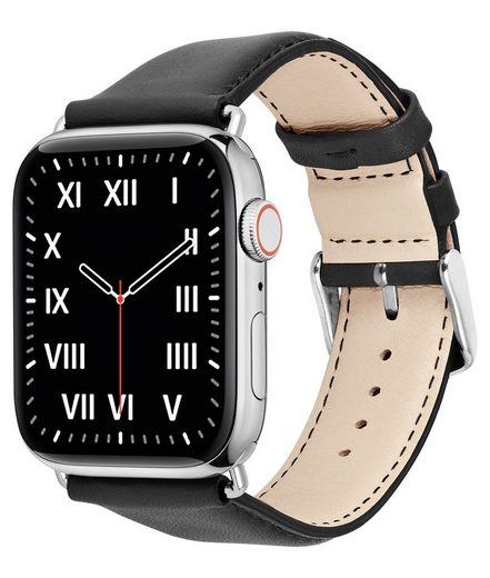 WIIUKA Smartwatch-Armband tiime Armband Leder für die Apple Watch 1-8, SE, Ultra Lederarmband Handgefertigt - Deutsches Leder, Premium Qualität mehr Vatertagsangebot