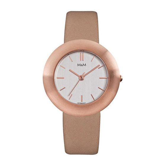 M&M Quarzuhr Armbanduhr Damen Leder Basic-M (1-tlg), Analoguhr rund mit Lederarmband, Designer Uhr, deutsche Manufaktur, inkl. edles Etui mehr Online Outlet