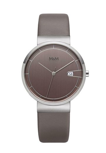 M&M Quarzuhr Armbanduhren Damen Lederarmband Day Date (1-tlg), Analoguhr rund mit Lederarmband, Designer Uhr, deutsche Manufaktur, inkl. edles Etui mehr Wochenangebot