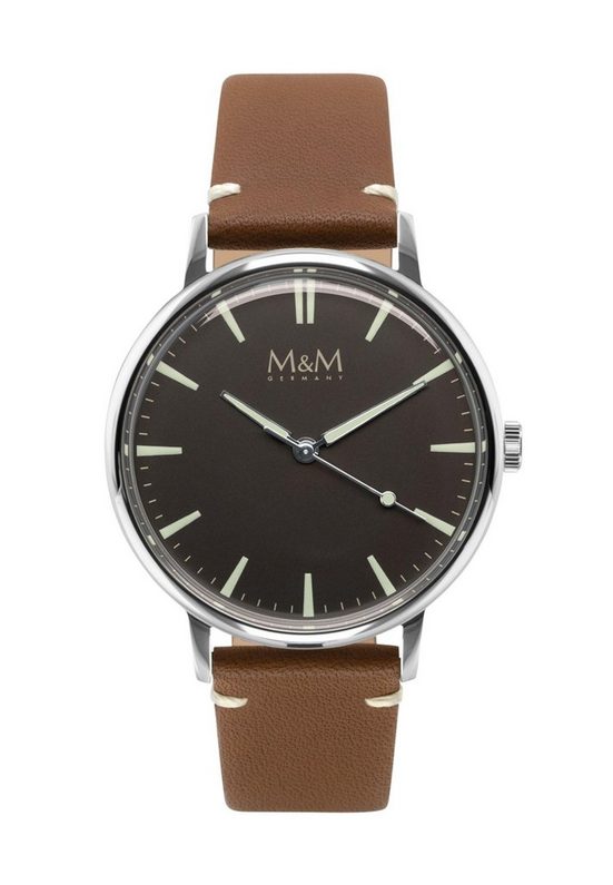 M&M Quarzuhr Armbanduhr Lederarmband New Classic (1-tlg), Analoguhr rund mit Lederarmband, Designer Uhr, deutsche Manufaktur, inkl. edles Etui mehr Begrenzte Freigabe