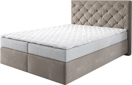 DELIFE Boxspringbett Dream-Great Mikrofaser Grau 120x200 cm mit Matratze und Topper mehr Outlet