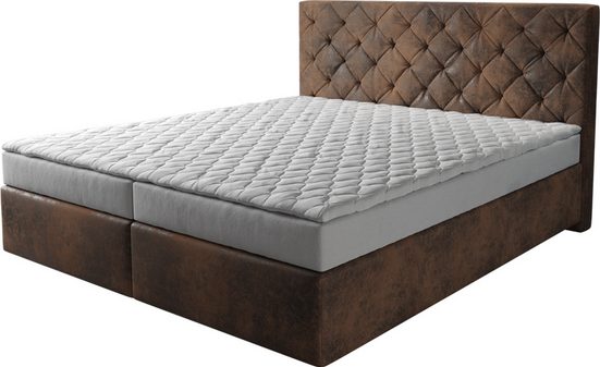 DELIFE Boxspringbett Dream-Great Mikrofaser Grau 120x200 cm mit Matratze und Topper mehr Auslauf