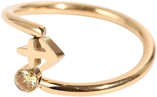 FIRETTI Fingerring Schmuck Geschenk Damenring Sternzeichen Made in Germany - mit Zirkonia (synth) mehr 50% Rabatt mit kostenlosem Versand