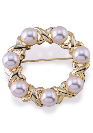 FIRETTI Brosche Schmuck Geschenk Ansteckschmuck Perlenbrosche mit Glasperle mehr