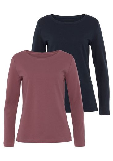 VIVANCE Langarmshirt (Packung, 2-tlg) aus besonders weicher und fester Baumwolle mehr Günstiger Verkauf