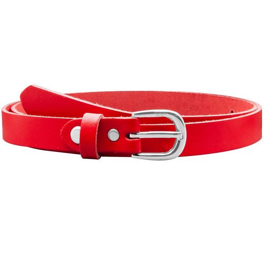 COLOGNEBELT Ledergürtel A8-SL Ledergürtel in Rot - 2 cm Breit - mit silberner abgerundeter Gürtelschließe - modern, leger, klassisch mehr Muttertagsangebot