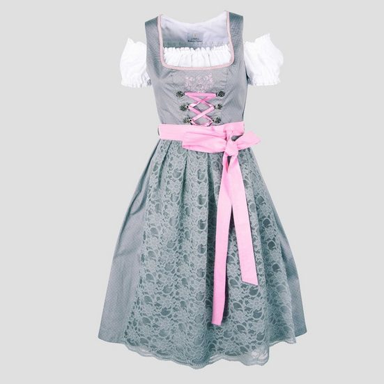 RAMONA LIPPERT Dirndl Grazia 3-teiliges Trachtenkleid grau Spitze Rocklänge 60 cm mehr Limitierter Zeitrabatt