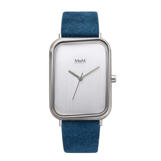 M&M Quarzuhr Armbanduhr Damen Leder Dancing Square (1-tlg), Analoguhr eckig mit Lederarmband, Designer Uhr mehr Auslauf