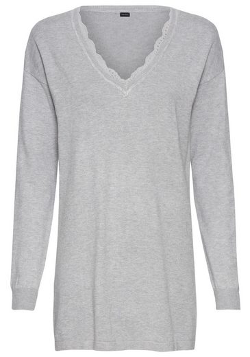 LAURA SCOTT Strickpullover mit Spitzen am Ausschnitt mehr Vatertagsangebot