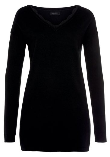 LAURA SCOTT Strickpullover mit Spitzen am Ausschnitt mehr Valentinstagsangebot