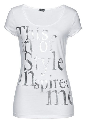 LAURA SCOTT Rundhalsshirt mit Folienprint mehr Top Angebot