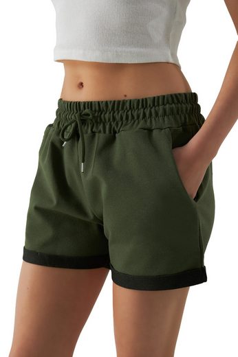 SMITH & SOLO Sweatshorts Kurze Hose Damen Shorts (1-tlg) Lycra, Baumwolle, umschlagene Beinsaum mehr Begrenzte Freigabe