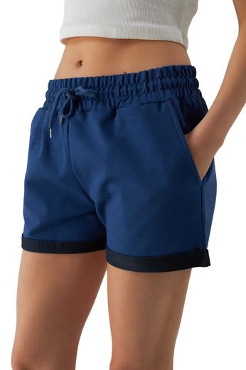 SMITH & SOLO Sweatshorts Kurze Hose Damen Shorts (1-tlg) Lycra, Baumwolle, umschlagene Beinsaum mehr Begrenzte Freigabe