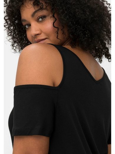 SHEEGO T-Shirt Große Größen mit V-Ausschnitt, im schulterfreien Look mehr Nur noch ein Tag übrig