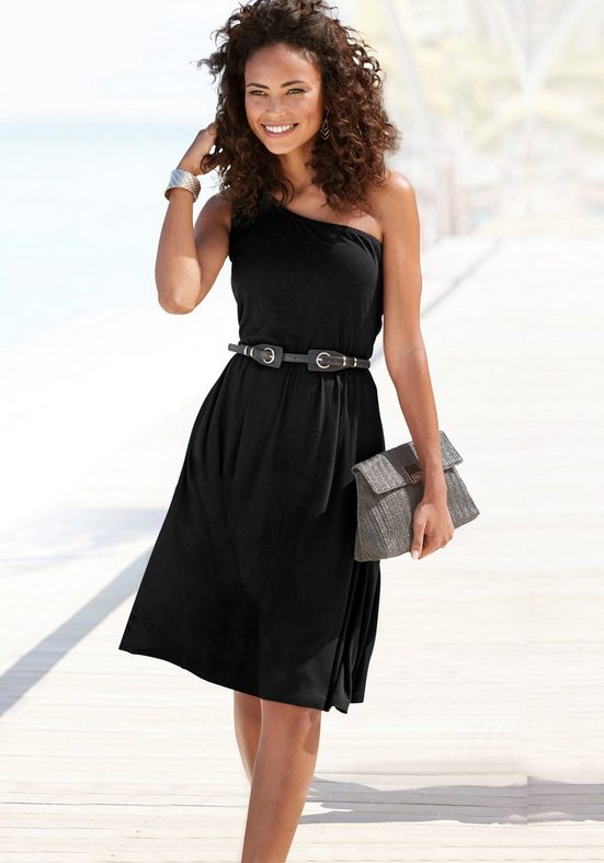 LASCANA One-Shoulder-Kleid luftiges Sommerkleid, Strandkleid, asymmetrisch mehr