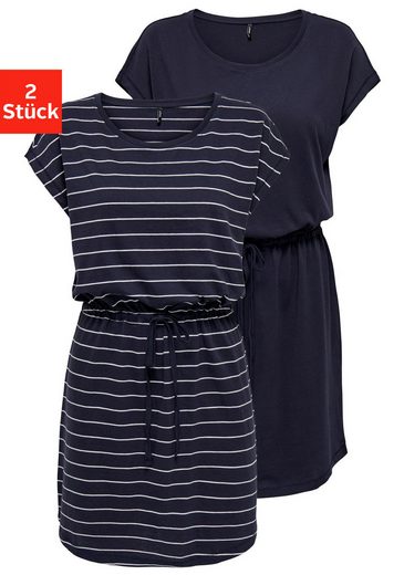 ONLY Shirtkleid ONLMAY LIFE S/S DRESS 2 PACK CS JRS (2er-Pack) flexibel taillierbar für individuelle Passform mehr Tiefpreis