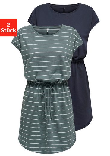 ONLY Shirtkleid ONLMAY LIFE S/S DRESS 2 PACK CS JRS (2er-Pack) flexibel taillierbar für individuelle Passform mehr Tiefpreis