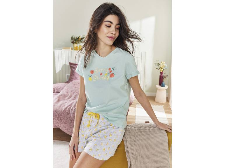 esmara® Damen Schlafhose, kurz, mit Zierknopfleiste Outlet