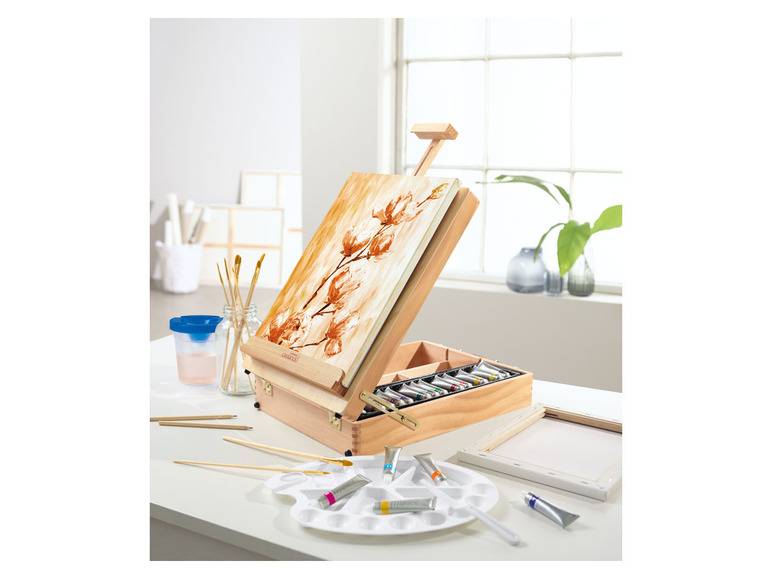 crelando® Koffer-Tischstaffelei, 52-teilig Letzte 2 Tage