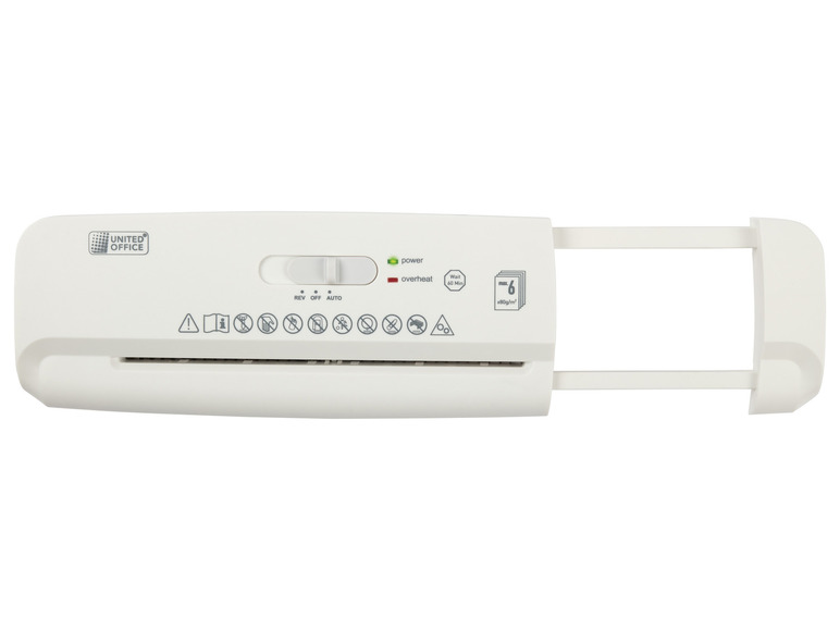 UNITED OFFICE® Aktenvernichter-Papierkorbaufsatz, 6 Blatt A4, mit ausziehbarem Teleskoparm Kostenlose Rückgabe