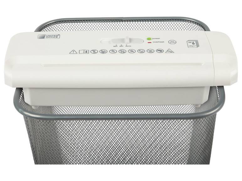 UNITED OFFICE® Aktenvernichter-Papierkorbaufsatz, 6 Blatt A4, mit ausziehbarem Teleskoparm Kostenlose Rückgabe