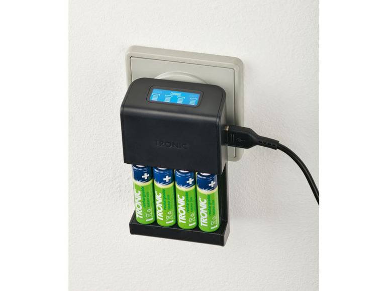 TRONIC® Akku Ladegerät mit LCD Ladeanzeige Letzte 3 Tage