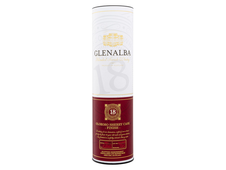 Glenalba Blended Scotch Whisky 18 Jahre Sherry Cask Finish mit Geschenkbox 41,4% Vol Vatertagsangebot