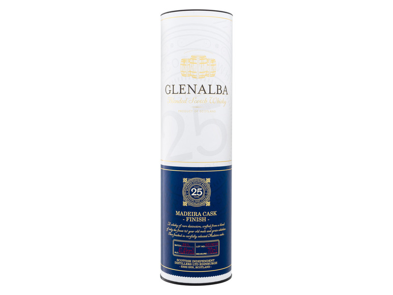 Glenalba Blended Scotch Whisky 25 Jahre Madeira Cask Finish mit Geschenkbox 41,4% Vol Neueste Mode