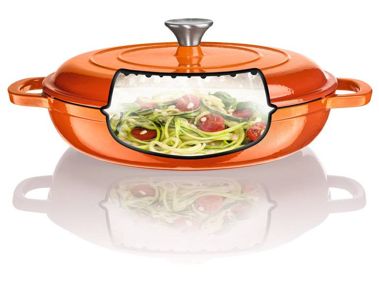 ERNESTO® Gusseisen-Servierpfanne, Ø 30 cm, mit Drop-System Begrenzte Freigabe