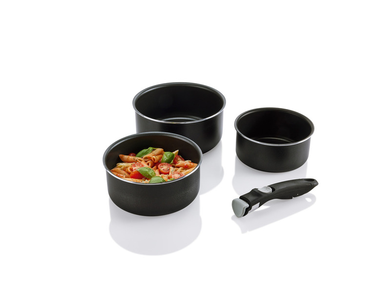 ERNESTO® Topf- / Pfannen-Set, 4-teilig, mit abnehmbarem Griff Zeitlich begrenztes Angebot