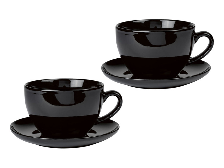 ERNESTO® 2er Set Tassen mit Untertasse, aus hochwertigem Porzellan Räumungsverkauf