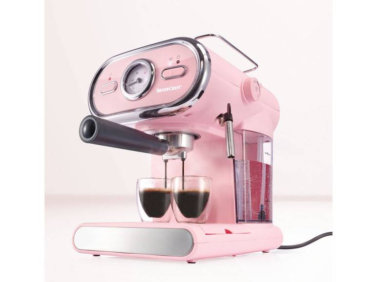 SILVERCREST® KITCHEN TOOLS Espressomaschine/Siebträger Pastell rosa SEM 1100 D3 Nur noch ein Tag übrig
