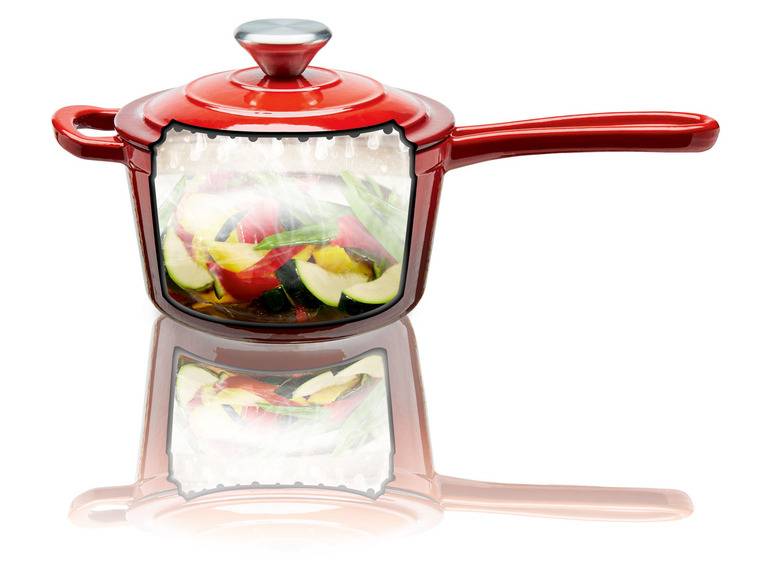 ERNESTO® Stielkasserolle Gusseisen emailliert, 1,5L Auslauf