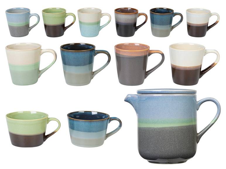 LIVARNO home Kaffeetassen Set / Kaffeekanne, aus glasiertem Steingut Blitzverkäufe