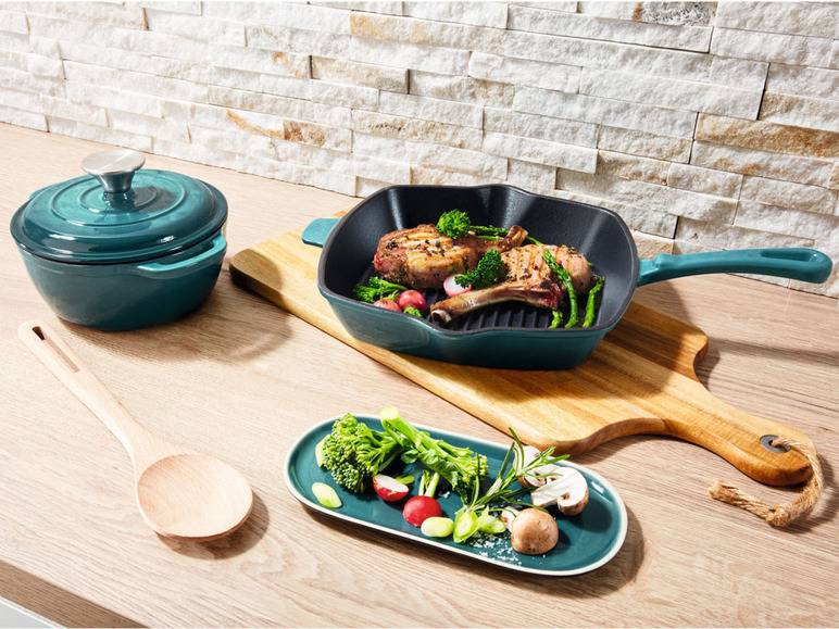ERNESTO® Gusseisen-Grillpfanne, 24,5 x 24,5 cm, gerillt Fabrik Onlineshop