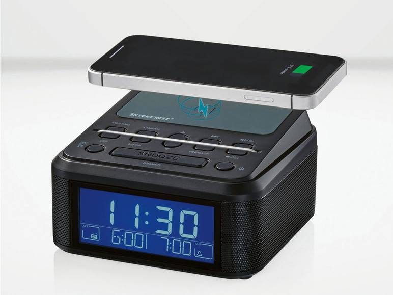 SILVERCREST® Uhrenradio, mit Qi Ladung, DAB+, Bluetooth Super Sparpreis